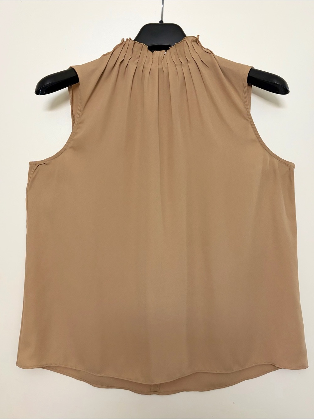 Sleeveless Pleated Neck Shell Top - Taupe